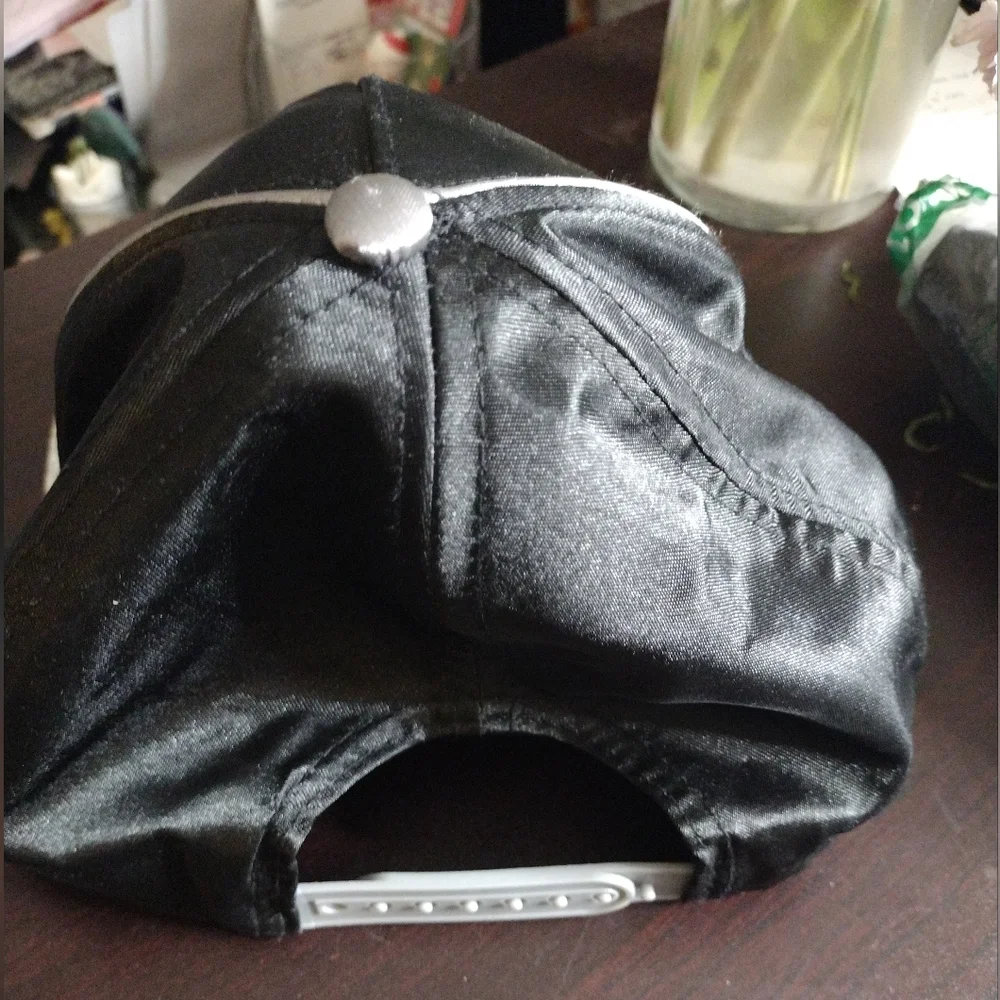 Black and Silver Party Hat with Gold Accents Shots Shots Shots Fitted Hat